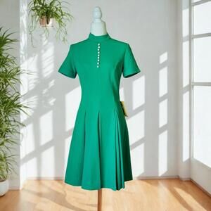 1960s Vintage Vivid Green Penney's Midi Dress